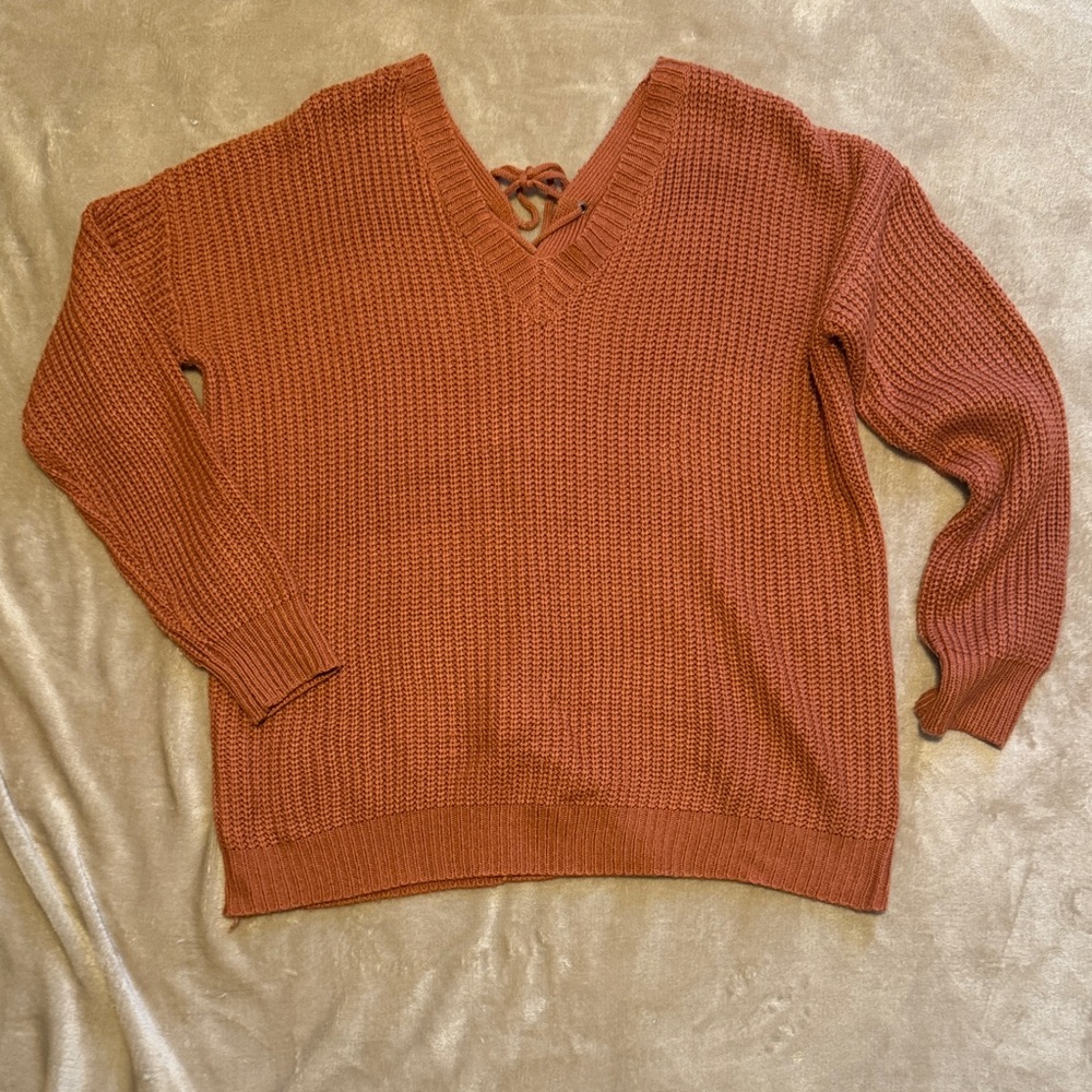 Umgee Terracotta V-Neck Sweater
